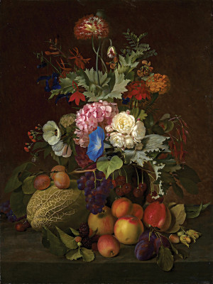 ₴ Репродукция натюрморт "Натюрморт с фруктами и цветами"