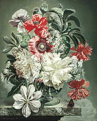 ₴ Репродукція квітковий натюрморт "Біле та червоне"