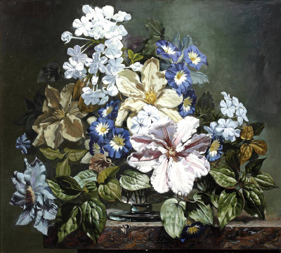 ₴ Репродукция цветочный натюрморт "Летние цветы на каменном выступе"