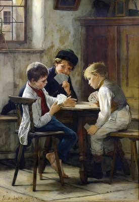 ₴ Репродукція побутовий жанр "Гра в карти"