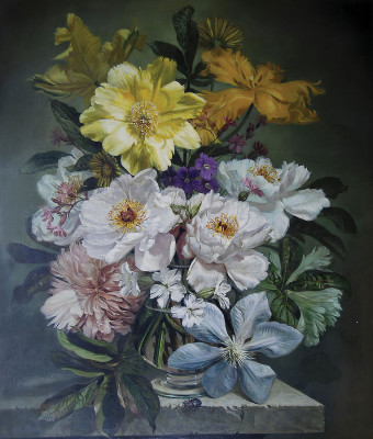 ₴ Репродукція квітковий натюрморт "Жовте та біле"