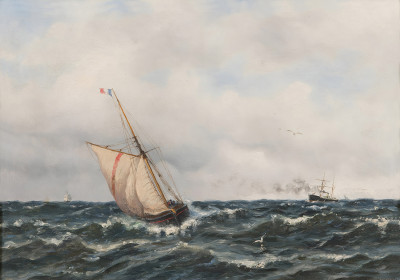 ⚓Репродукція морський краєвид "Кораблі у відкритому морі"