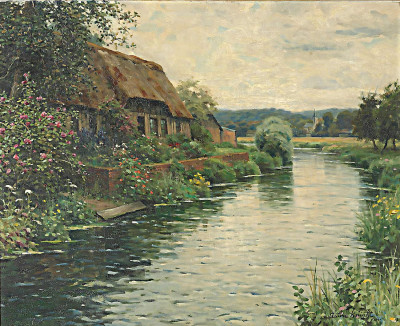 ₴ Репродукция пейзаж "Коттедж у реки"