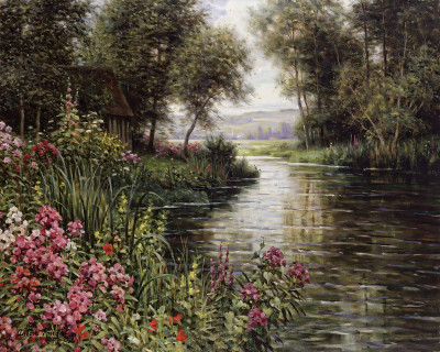 ₴ Репродукция пейзаж "Цветы у реки"