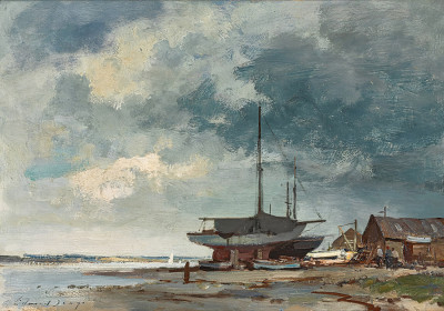 ₴ Репродукція краєвид "Суднобудівна верф на східному узбережжі"