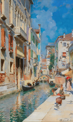 ₴ Репродукция городской пейзаж "Венецианский канал"