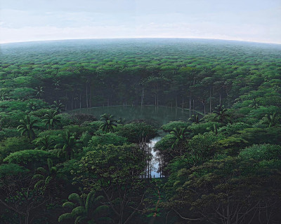 ₴ Репродукция пейзаж "Прибытие туриста в лагуну"