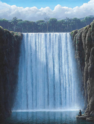 ₴ Репродукция пейзаж "Падающие воды, созерцатель и свет"