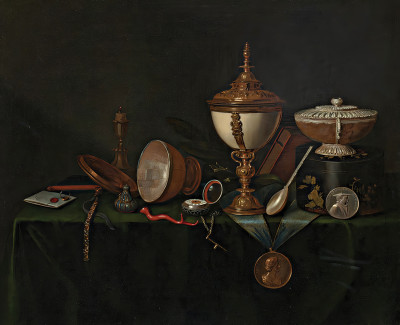 ₴ Репродукция натюрморт известного художника "Натюрморт с чашкой со страусиным яйцом и семейными реликвиями Уитфилдов"