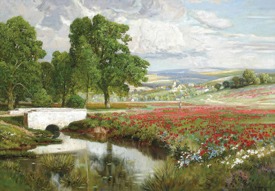 ₴ Репродукция пейзажа известного художника "Маковое поле"