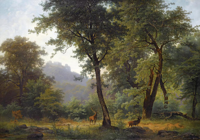 ₴ Репродукция пейзаж "Лесной пейзаж с руинами"