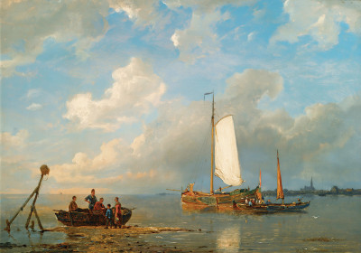 ⚓Репродукция морской пейзаж "Судоходство в голландском устье во время отлива"