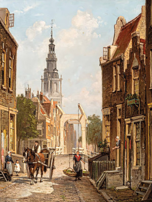 ₴ Репродукция городской пейзаж "Амстердам, Зейдеркерк"