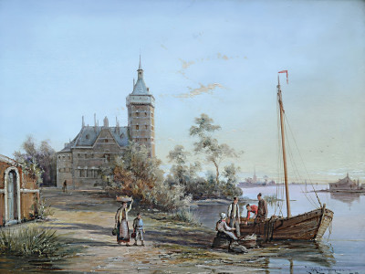 ₴ Репродукция городской пейзаж "Зонненберг на реке Спаарне"