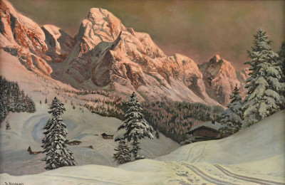 ₴ Репродукция пейзажа известного художника "Альпийская зима"