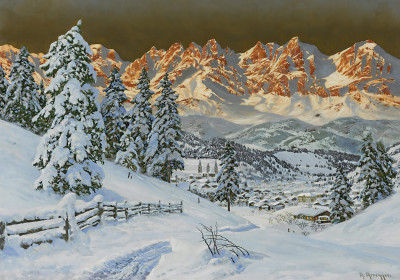 ₴ Репродукция пейзажа известного художника "Вид на Кицбюэль"