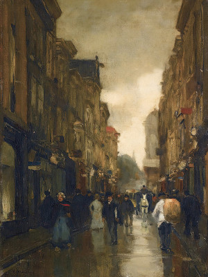 ₴ Репродукция городской пейзаж "Фигуры на улице Спюйстраат, Гаага"