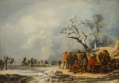 ₴ Репродукция пейзаж "Зимний пейзаж с конькобежцами"