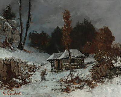 ₴ Репродукция пейзаж известного художника "Собиратель хвороста в заснеженном ландшафте"