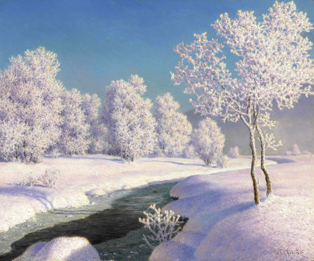 Купить картину пейзаж: Зимнее утро в Энгадине — Русский художник Шультце  Иван