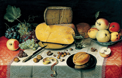 Натюрморт: Фрукты, орехи и сыр - Дейк Флорис ван